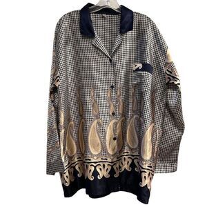 Crystal XL Silk Paisley Button-Up Shirt Multicolor Vintage